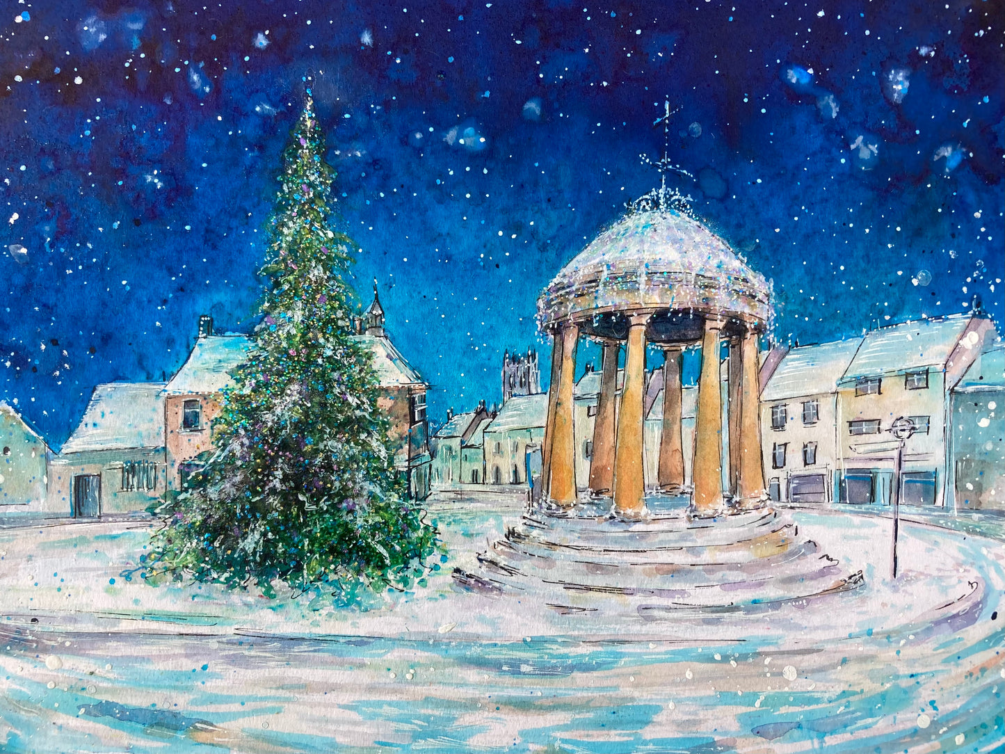 “Merry Tickhill Christmas” original Watercolour painting 2024