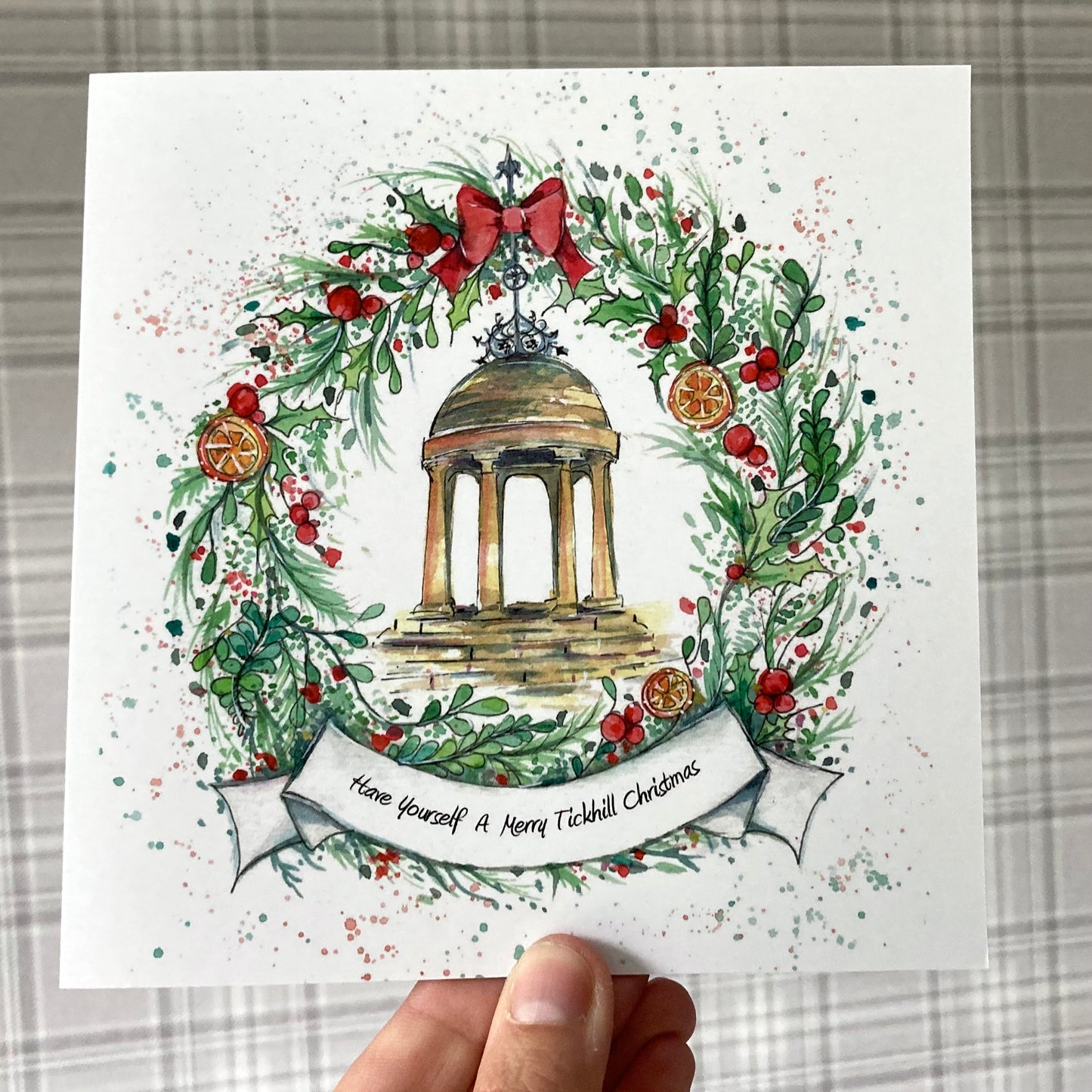 2025 Tickhill CHRISTMAS CARD design pack of 5 Luxury Cards & Red Envelopes
