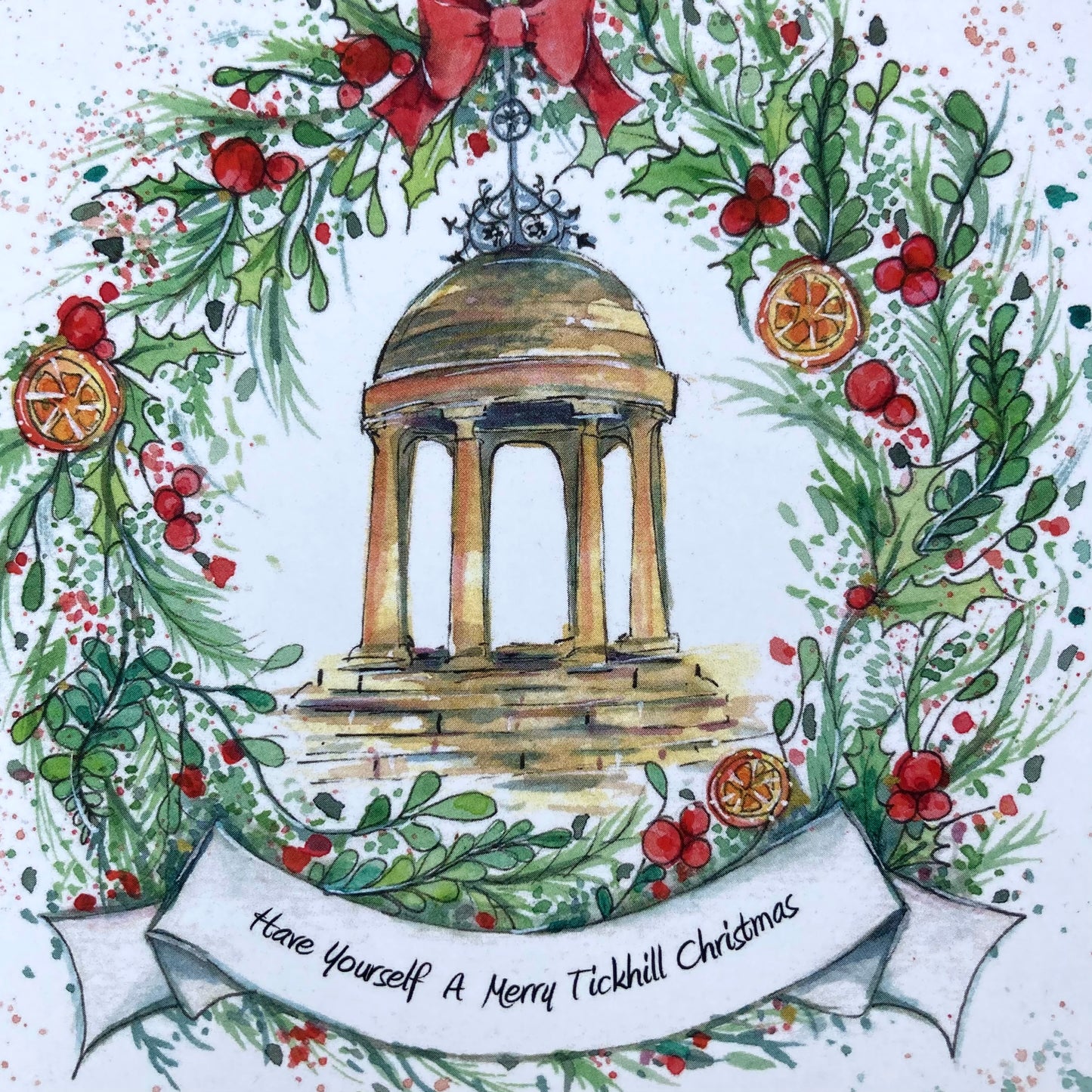 2025 Tickhill CHRISTMAS CARD design pack of 5 Luxury Cards & Red Envelopes