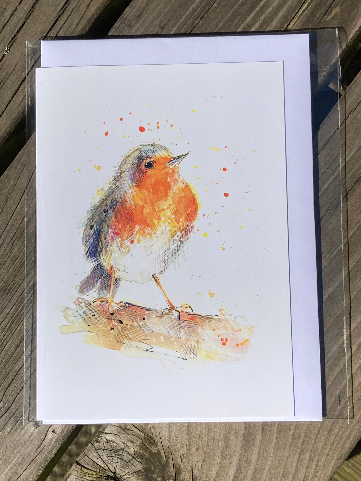 A6 Greetings card Robin with White envelope