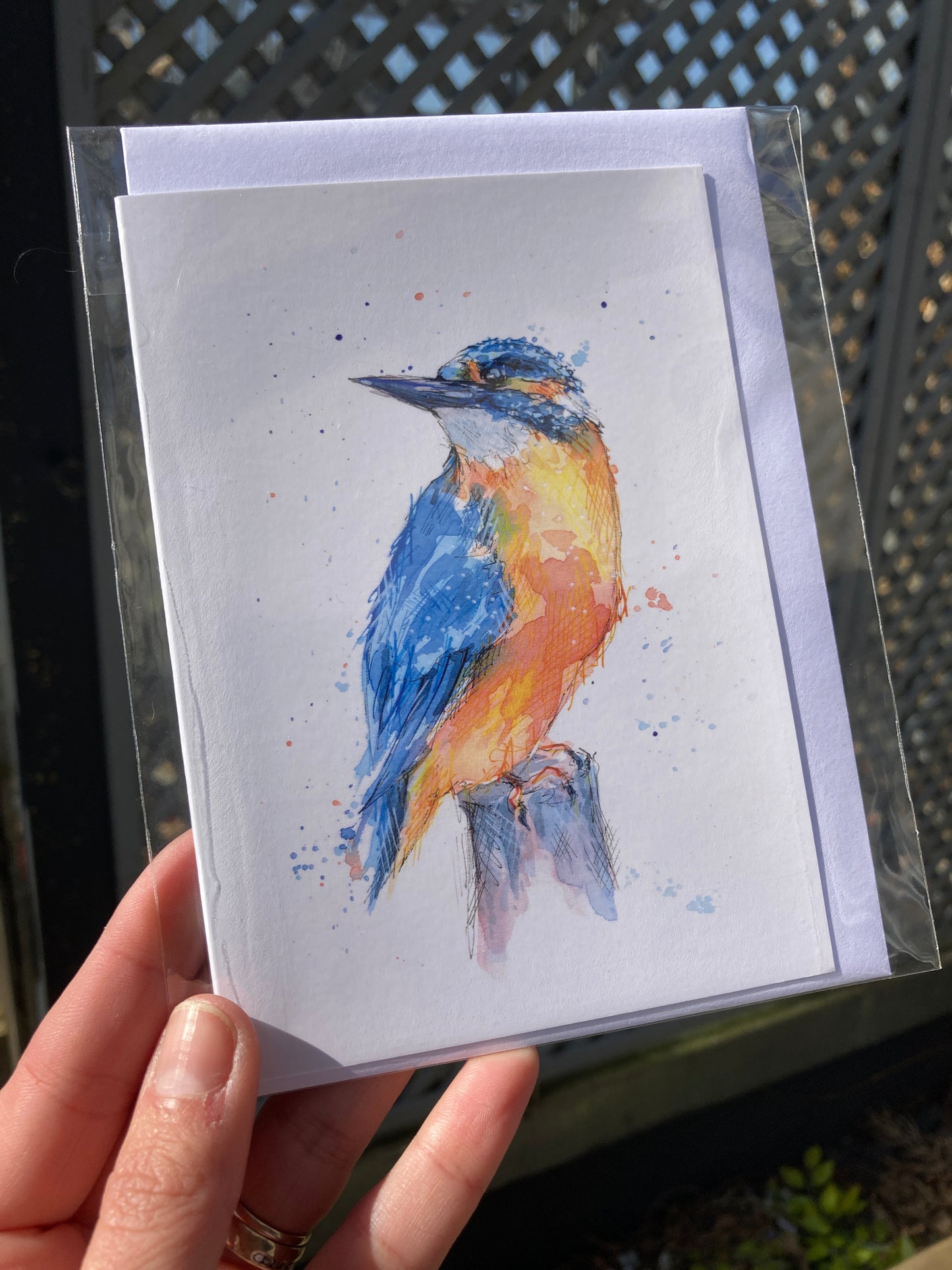 A6 Greetings card Kingfisher with White envelope