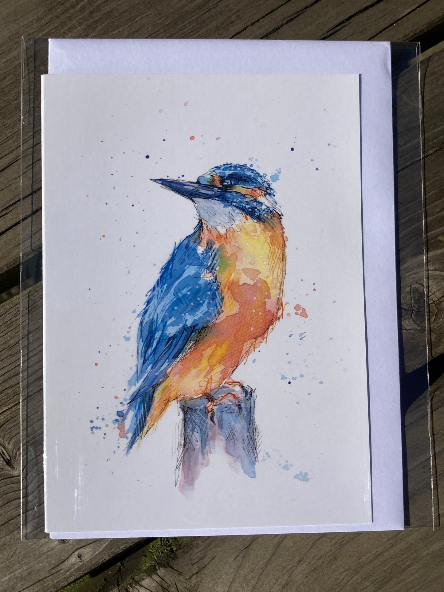 A6 Greetings card Kingfisher with White envelope