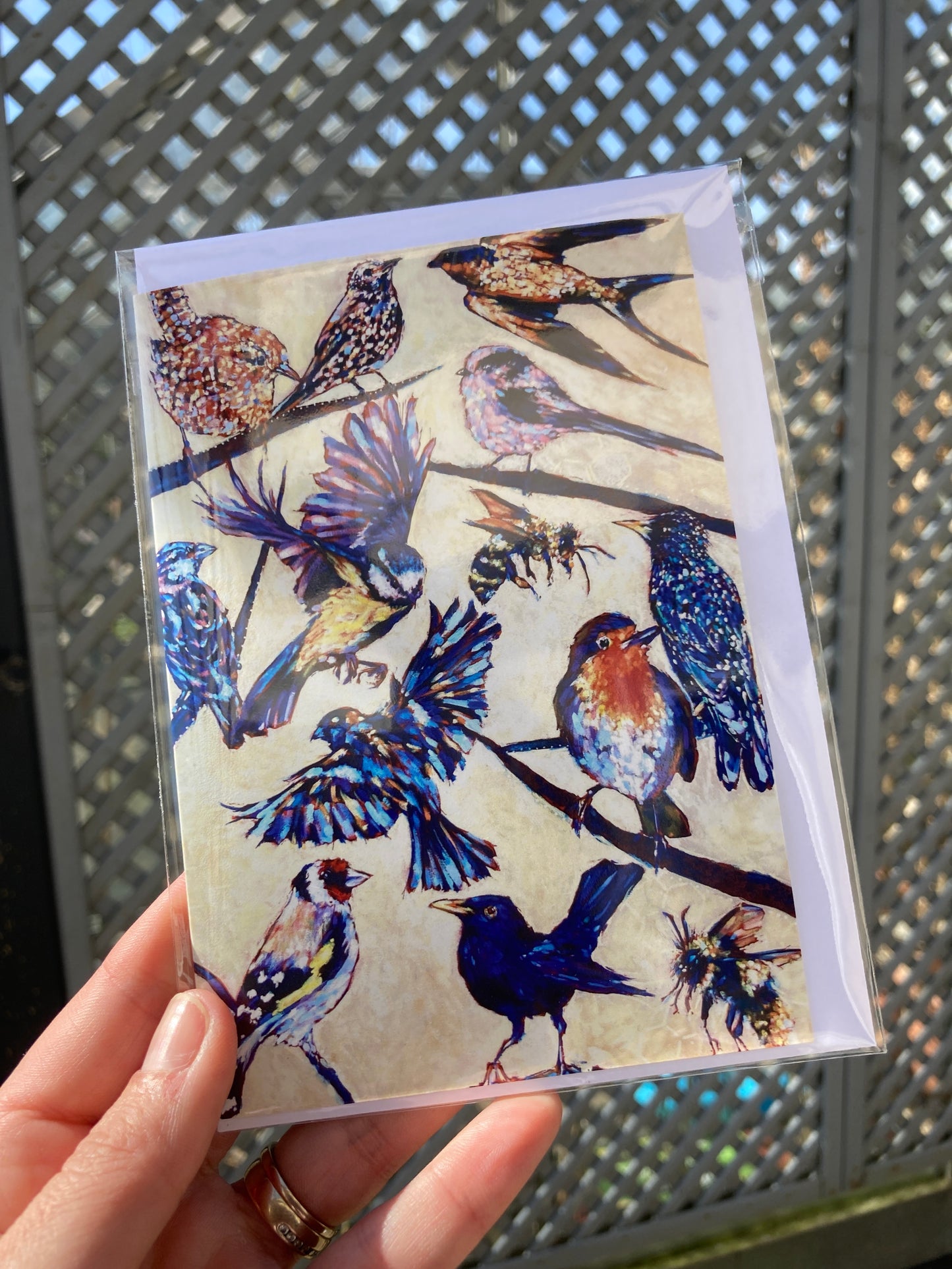 A6 Greetings card SongBirds and Bees with White envelope