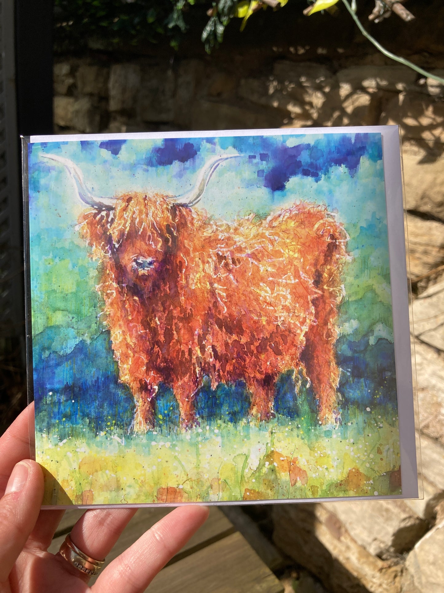 Highland Cow square greeting card
