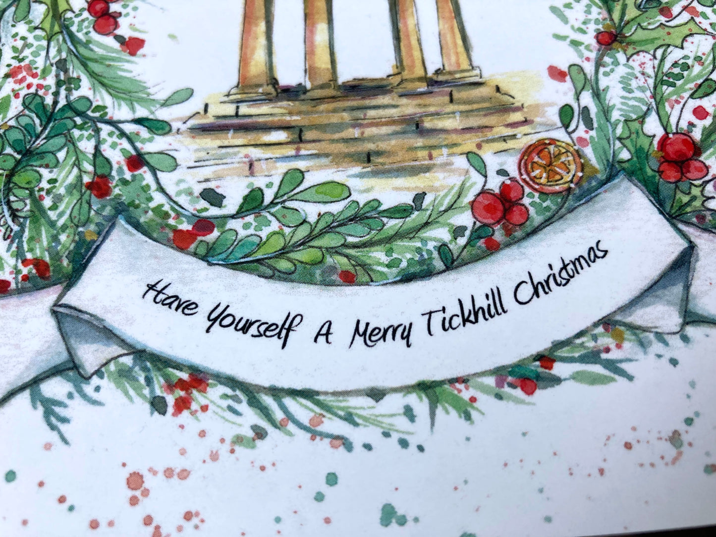 2025 Tickhill CHRISTMAS CARD design pack of 5 Luxury Cards & Red Envelopes