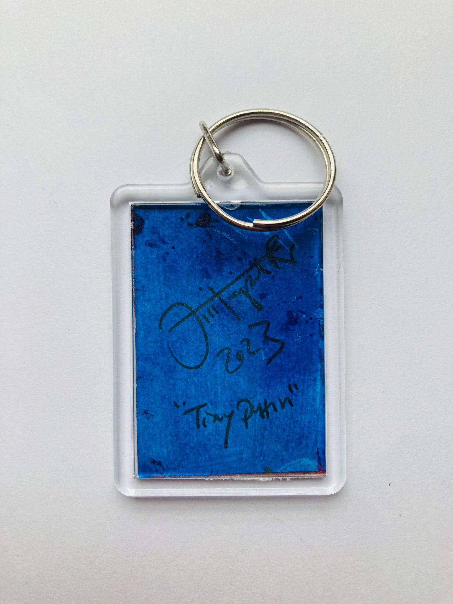 Tiny Puffin Hand painted Key ring