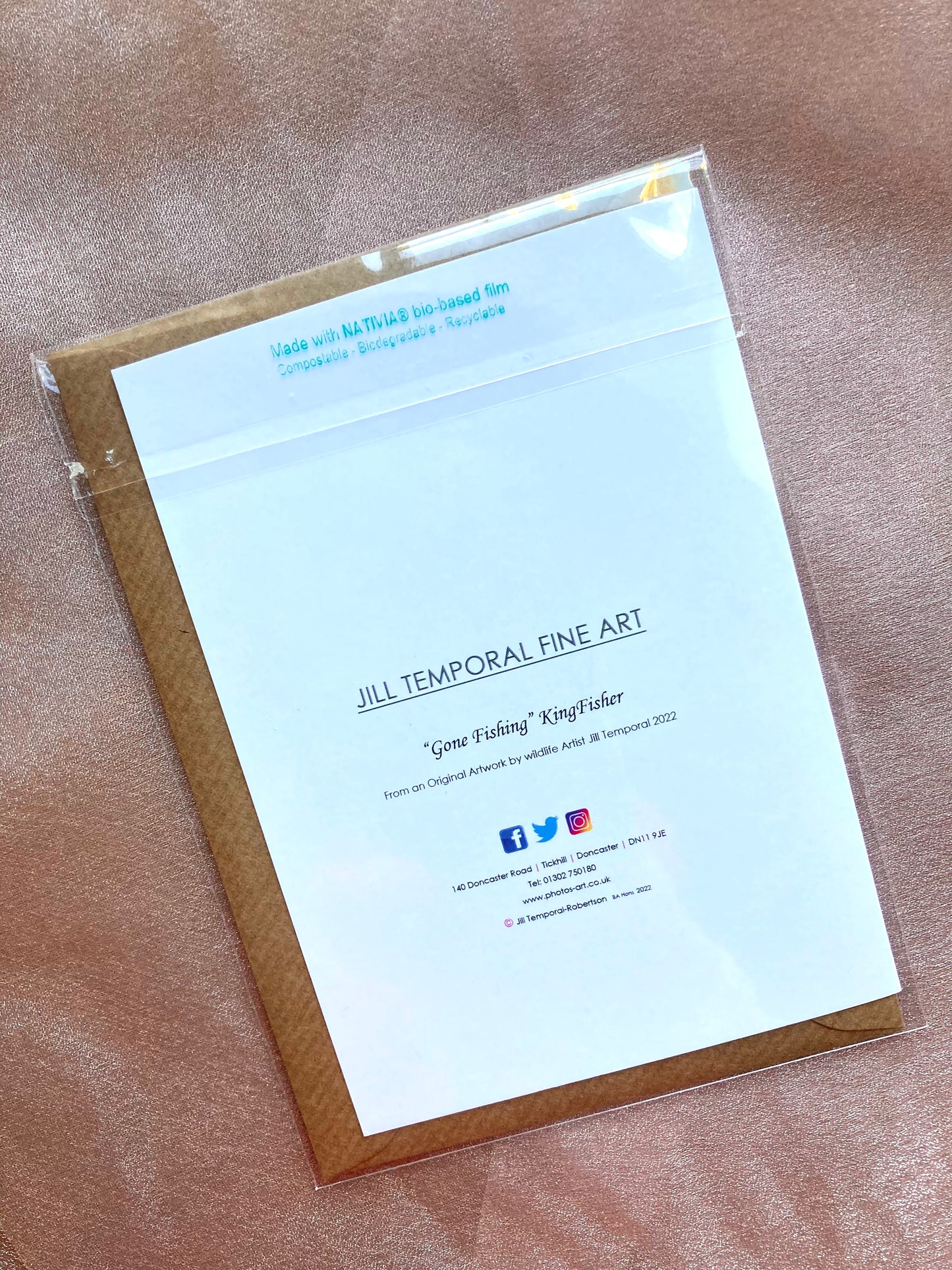 A6 Greetings card Kingfisher with Brown Kraft envelope