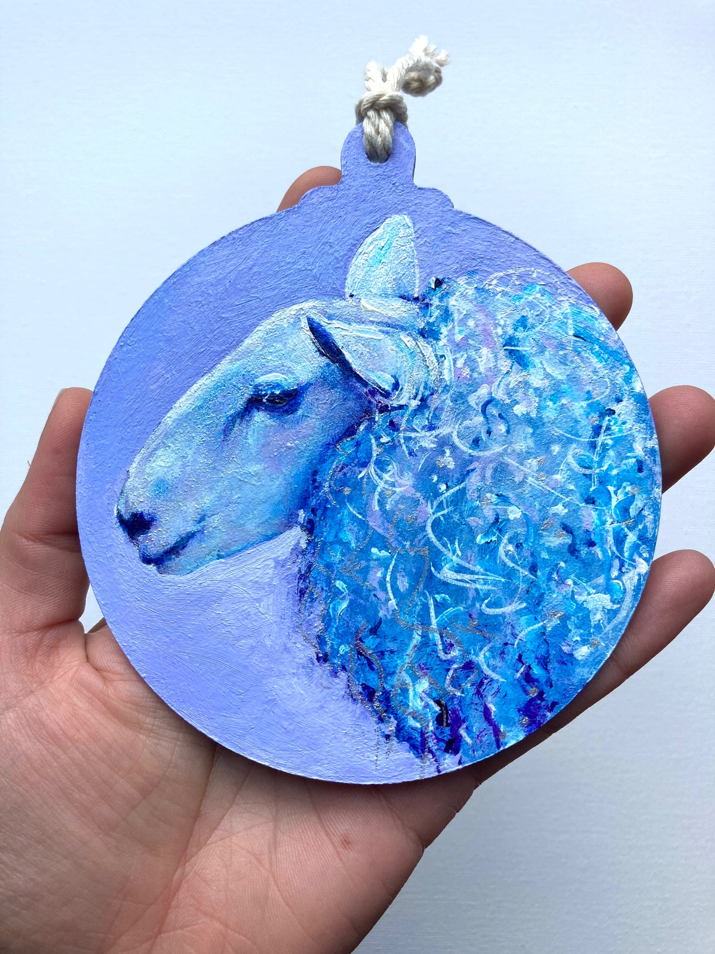 LARGE Hand painted Hanging Ornament (Sheep)