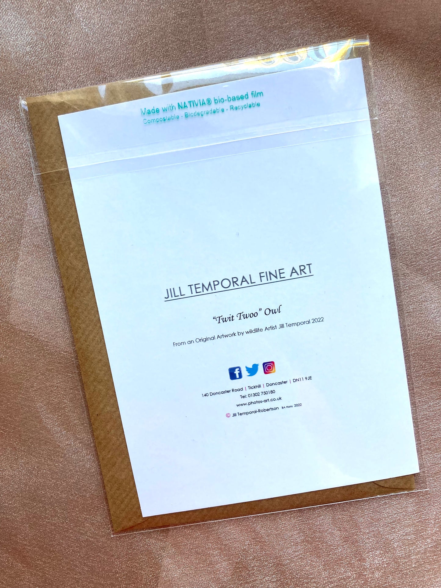 A6 Greetings card Owl with Brown Kraft envelope