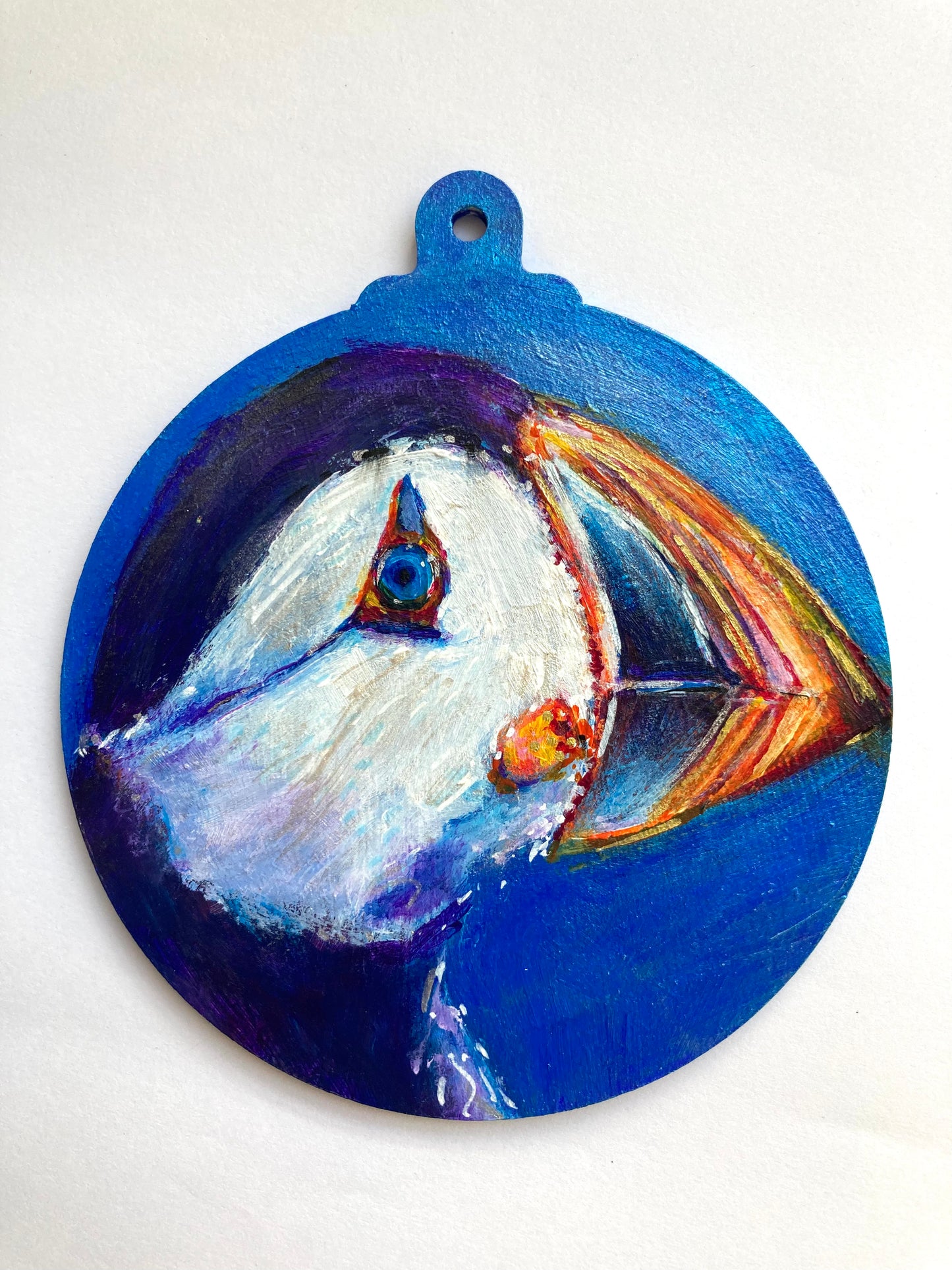 LARGE Hand painted Hanging Decoration (puffin)