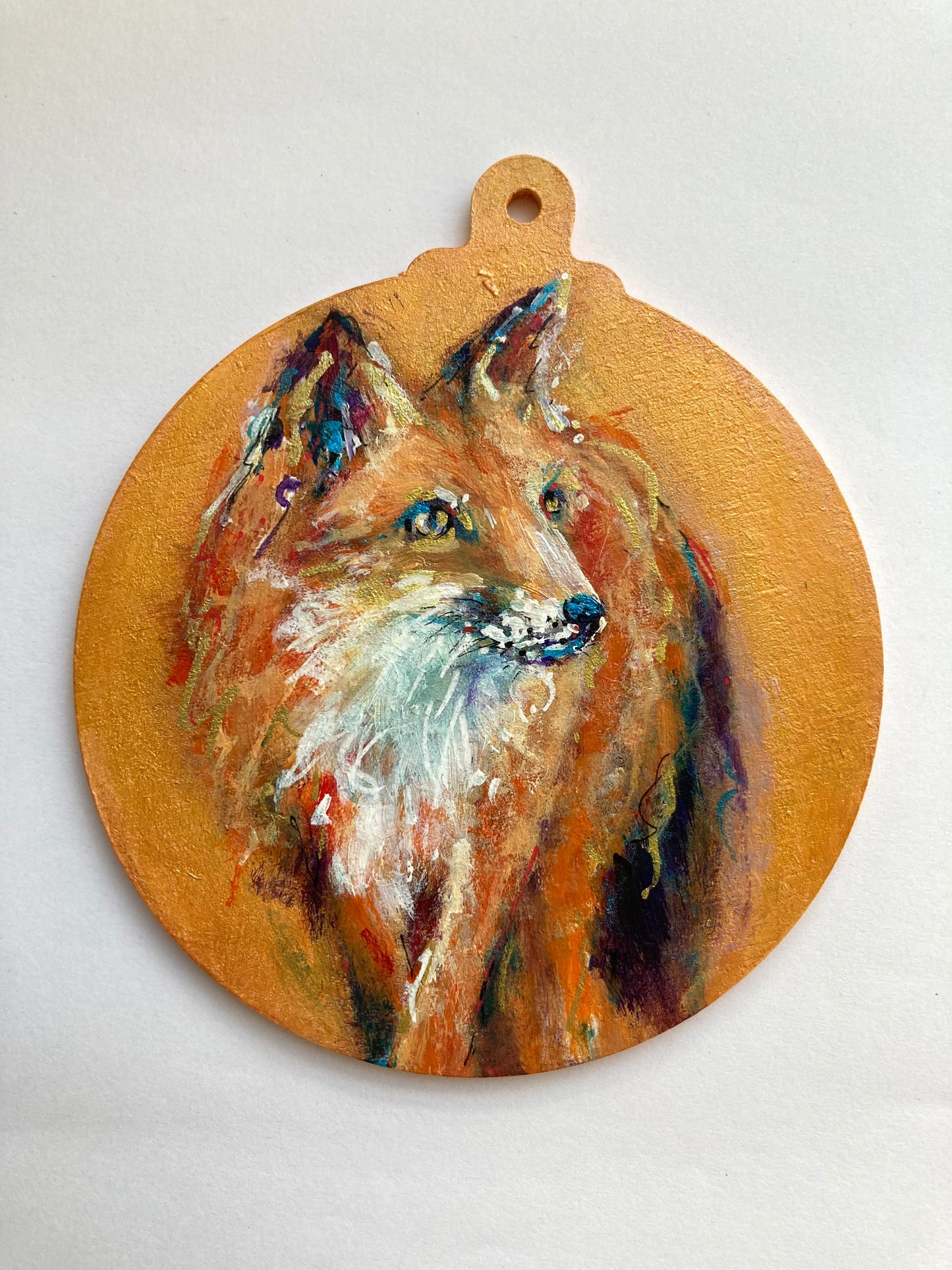 LARGE Hand painted Hanging Ornament (Red Fox)