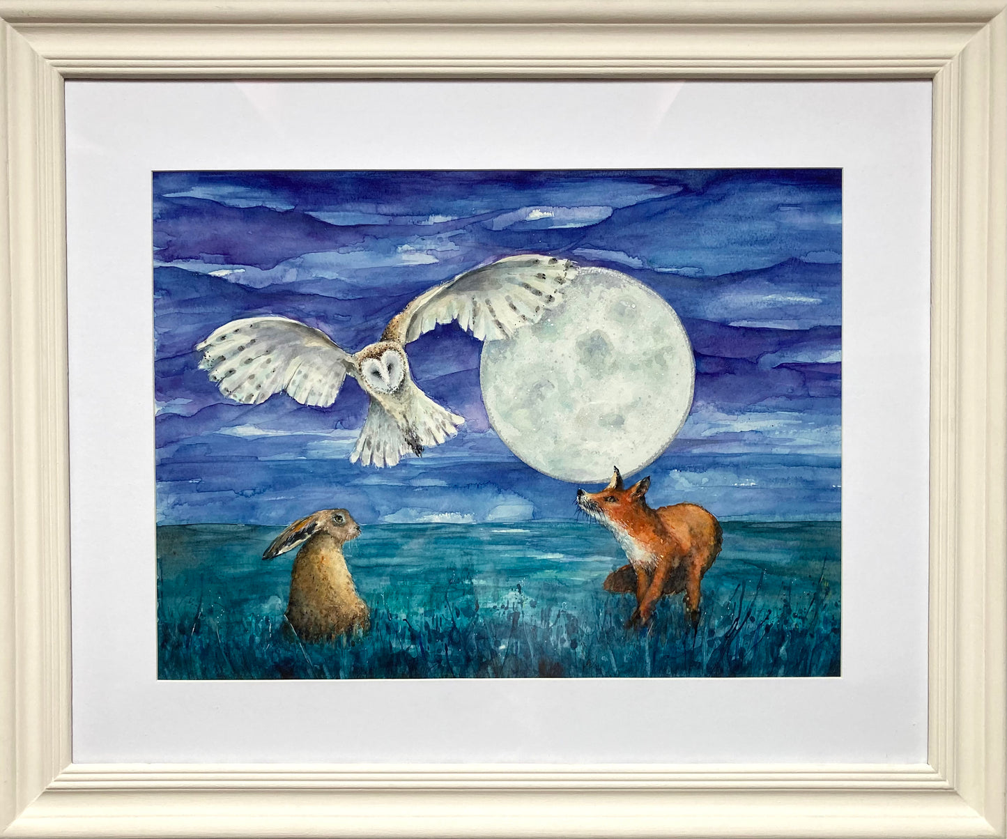 Gather Under The Harvest Moon (Owl, fox and Hare)