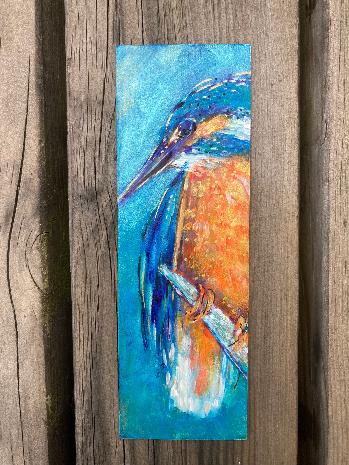Kingfisher Bookmark hand painted