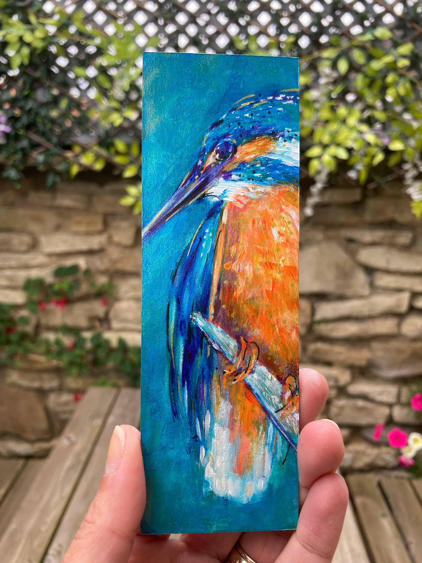Kingfisher Bookmark hand painted