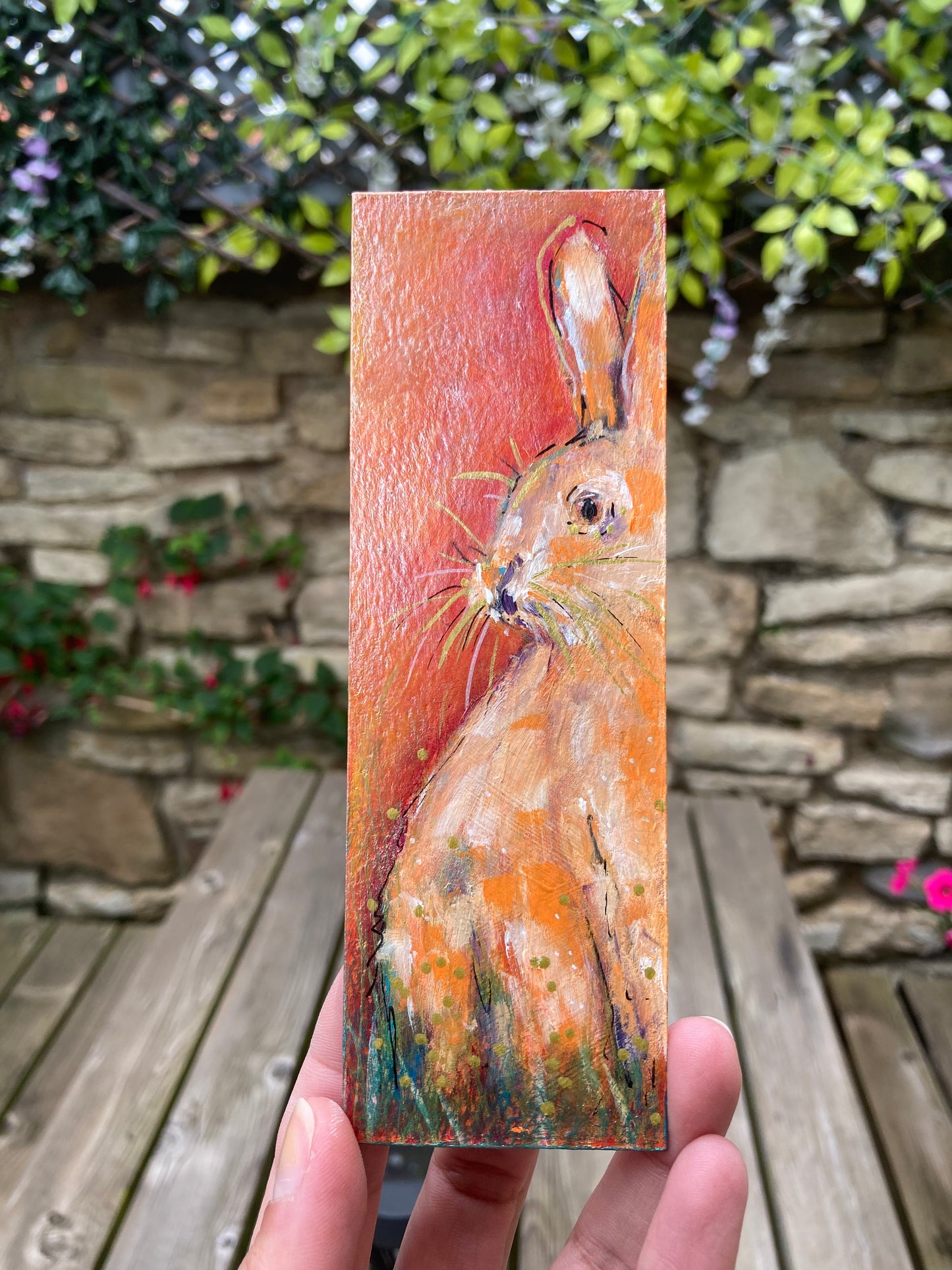 Hare Bookmark hand painted