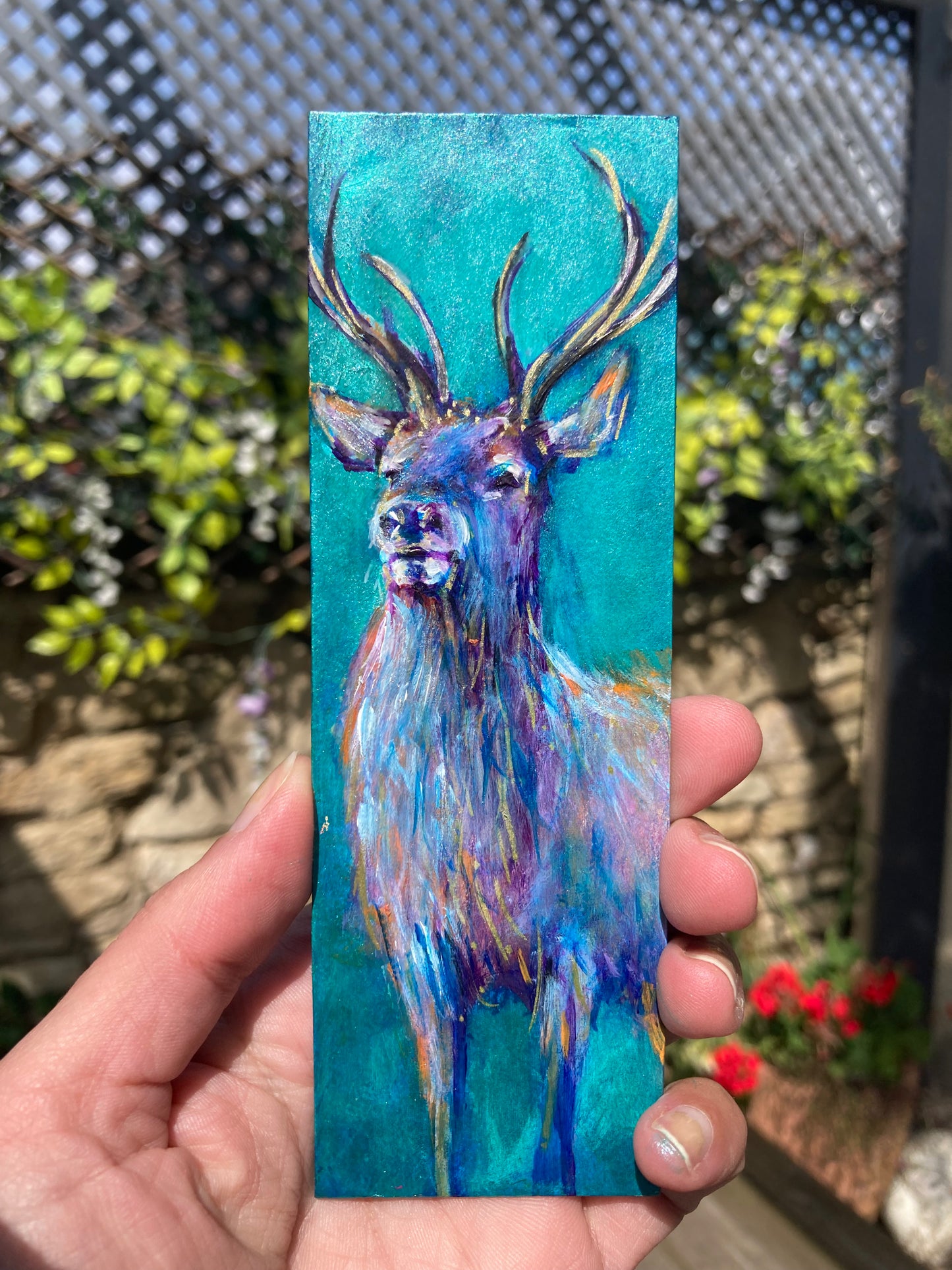 Green Stag Bookmark- Handmade