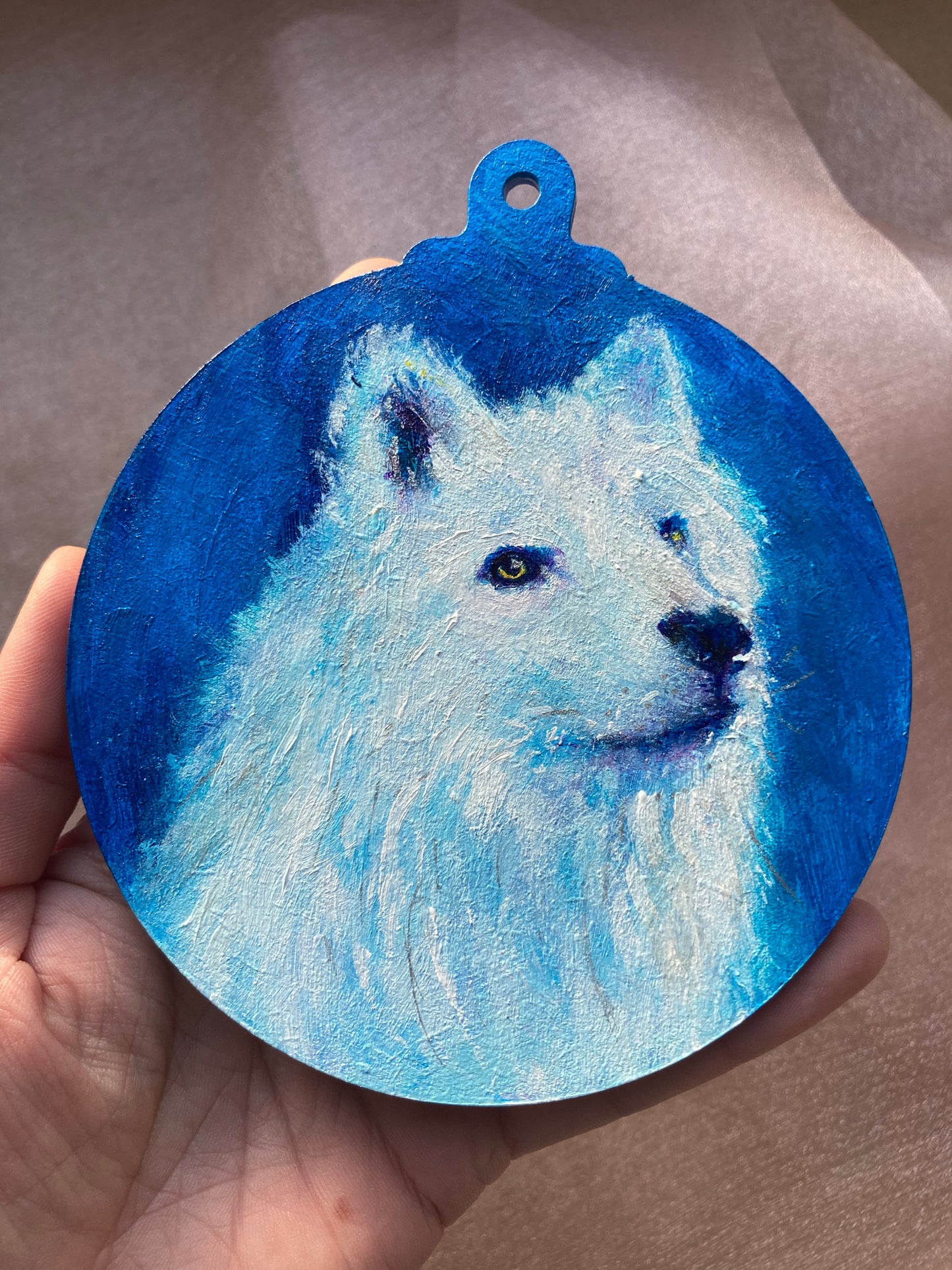 LARGE hand painted hanging decoration ( Wolf )