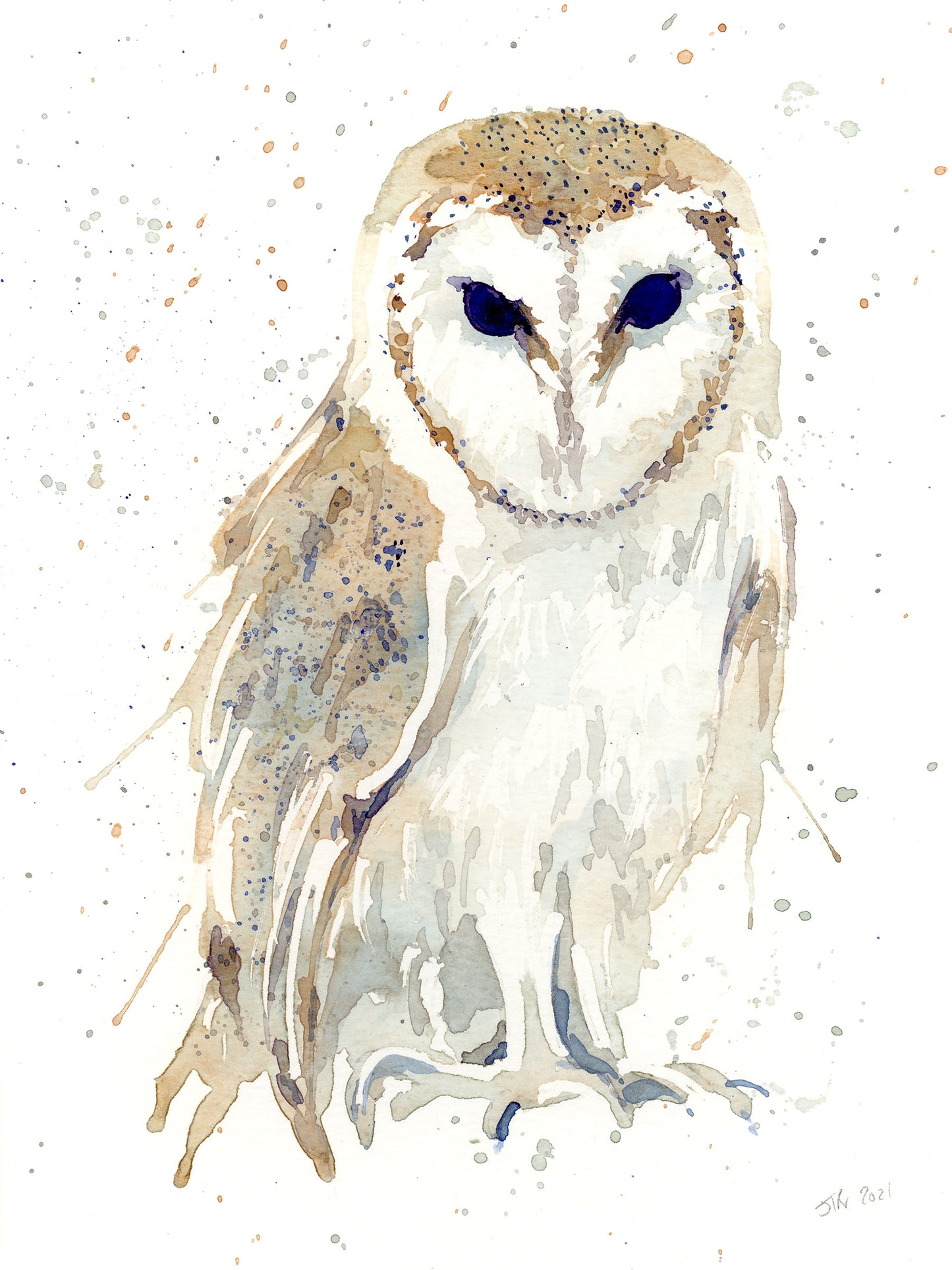 BARN OWL #2 watercolour painting