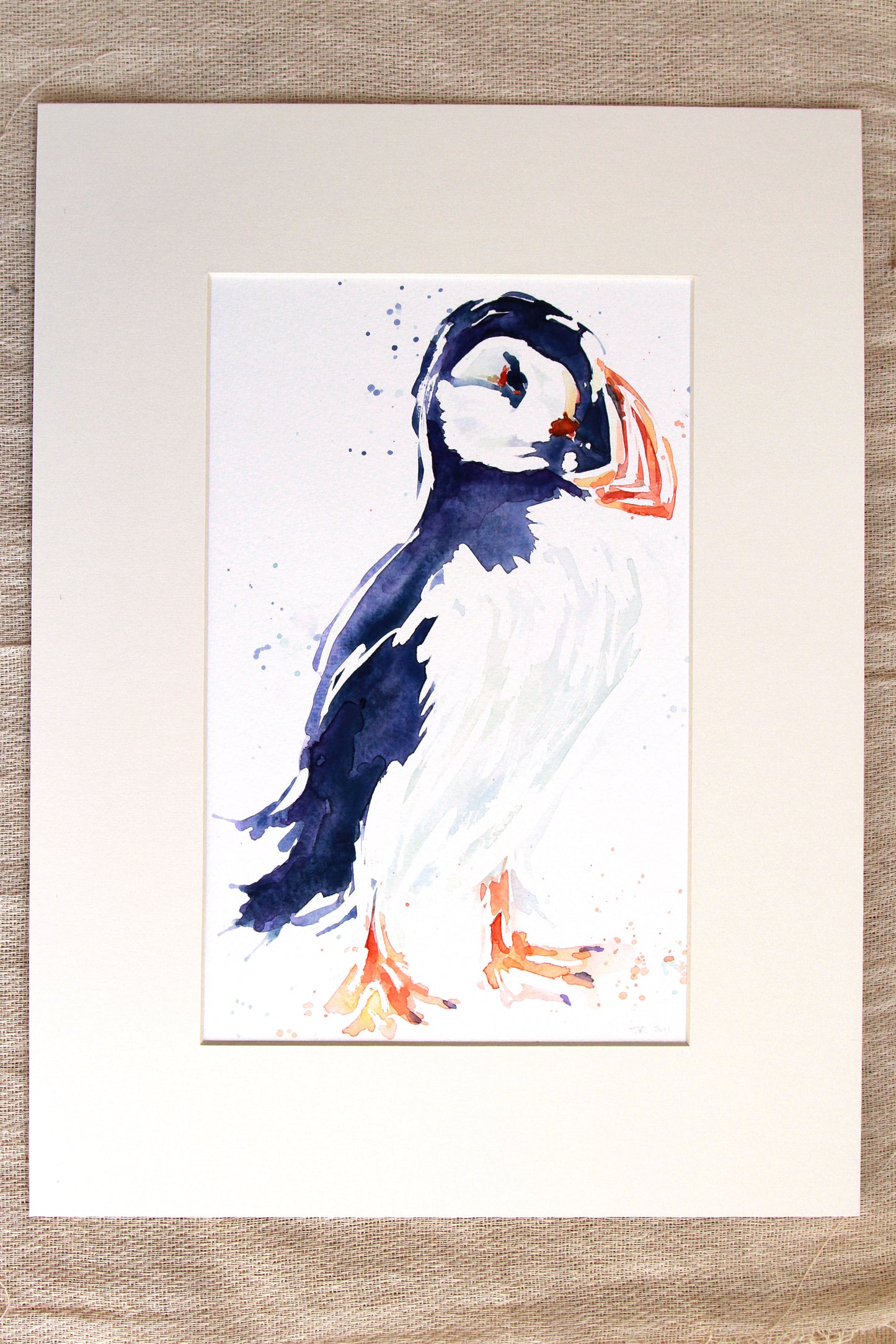 PUFFIN #6 Large watercolour painting