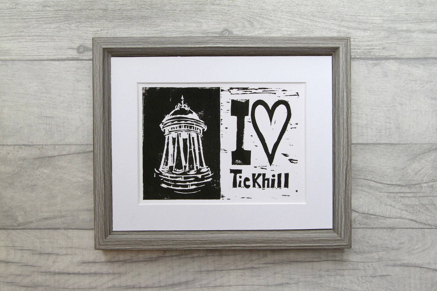 I LOVE Tickhill 8x6 LINO print