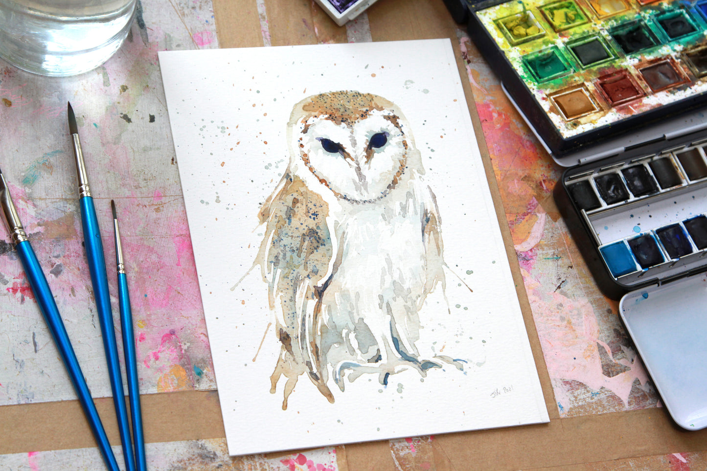 BARN OWL #2 watercolour painting