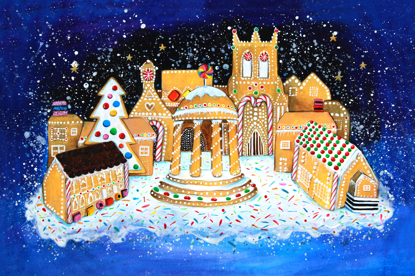 Original painting Xmas Dream of a Gingerbread Tickhill