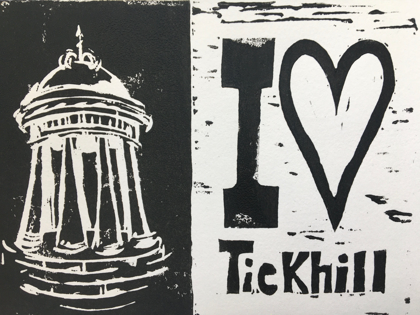I LOVE Tickhill 8x6 LINO print