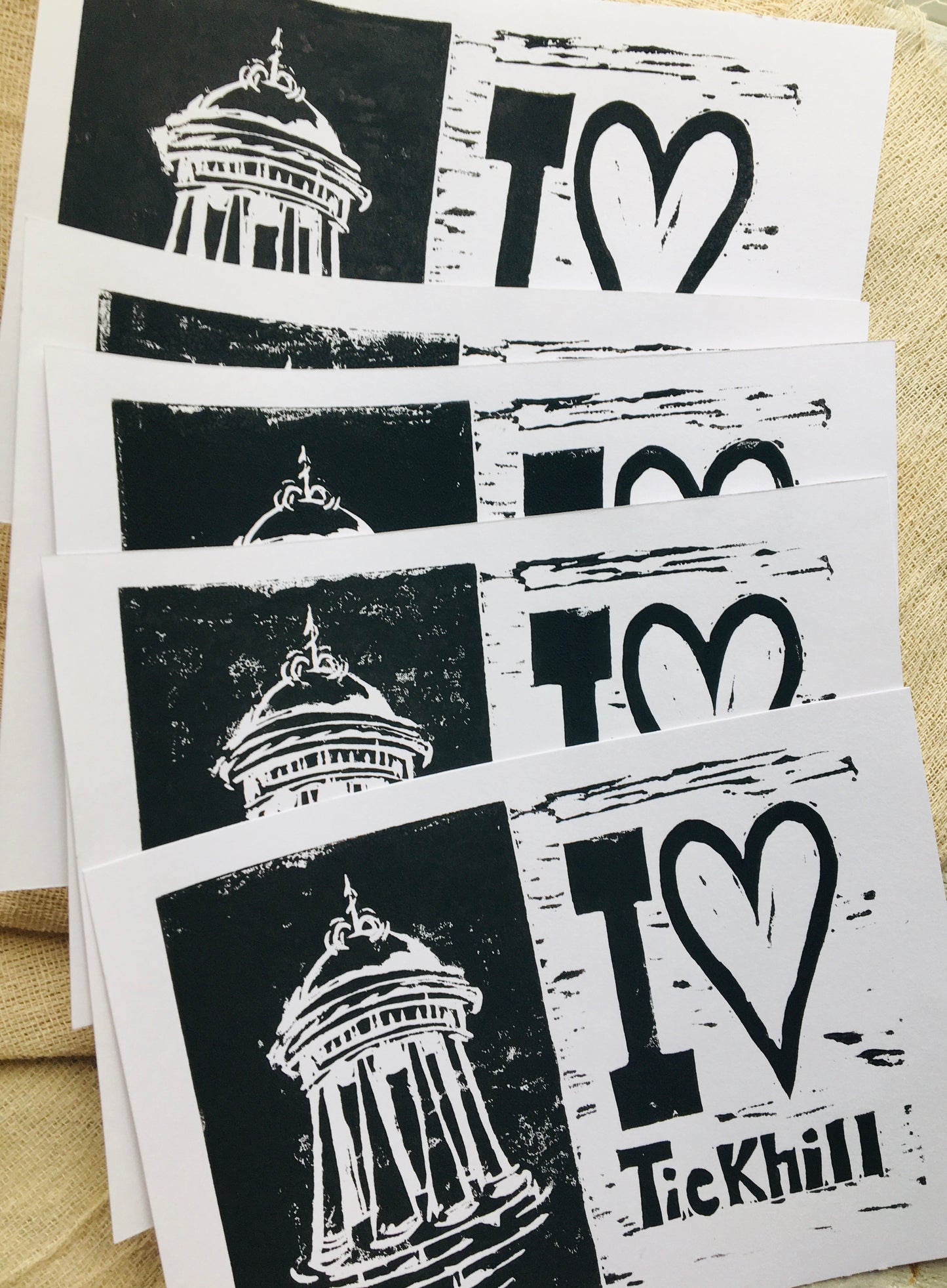 I LOVE Tickhill 8x6 LINO print