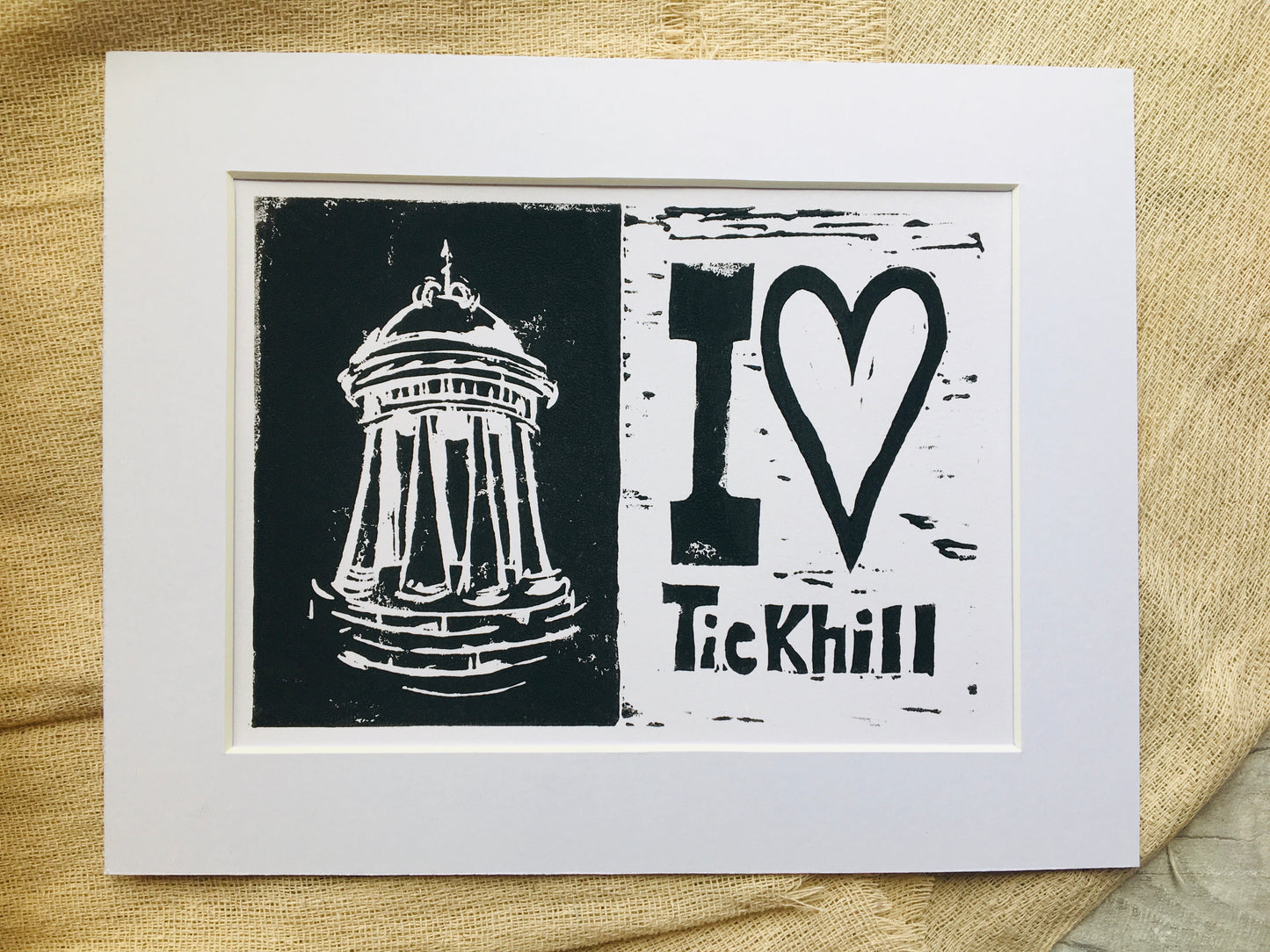 I LOVE Tickhill 8x6 LINO print