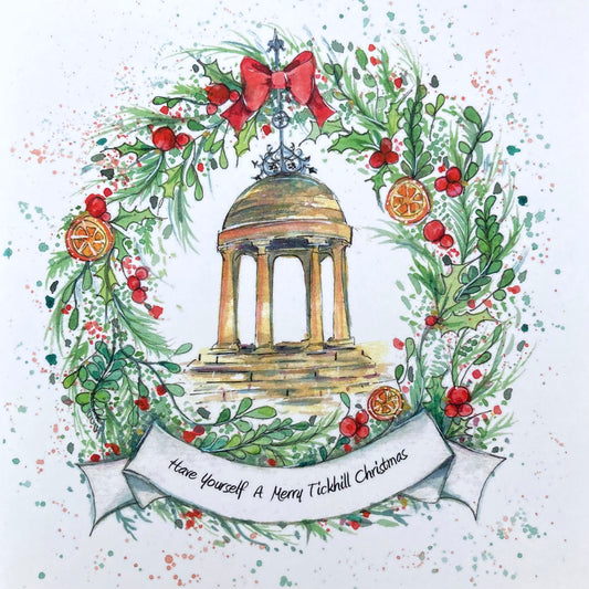 2025 Tickhill CHRISTMAS CARD design pack of 5 Luxury Cards & Red Envelopes