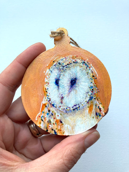Hand painted Hanging Ornament (owl portrait )