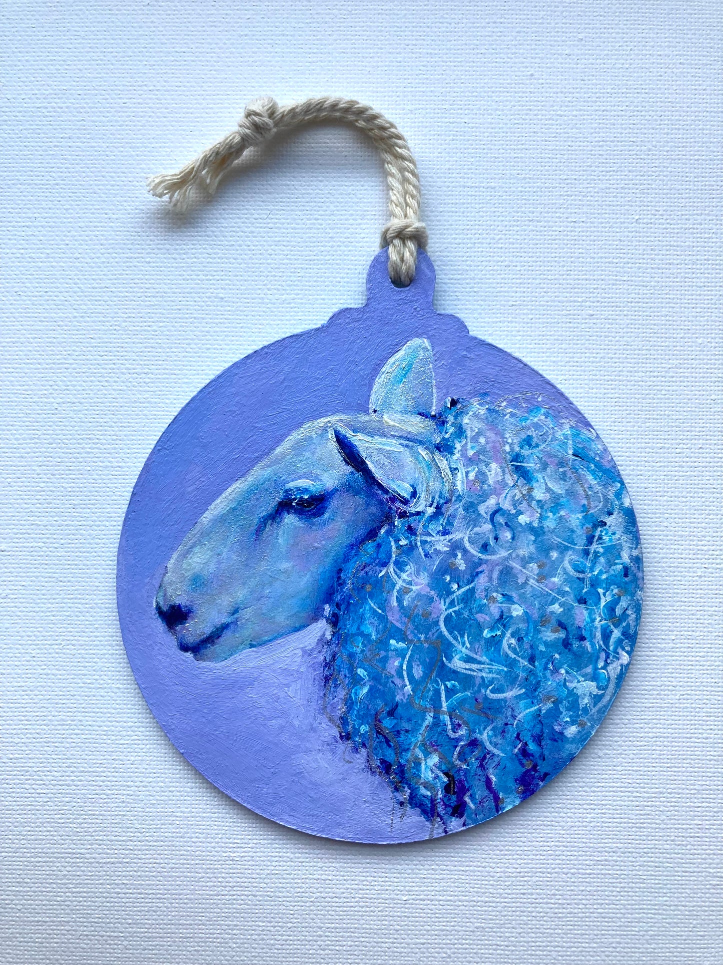 LARGE Hand painted Hanging Ornament (Sheep)