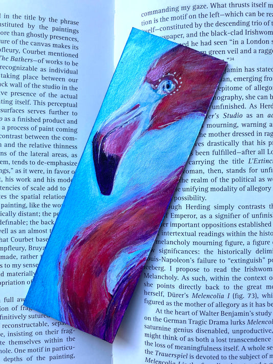 FLAMINGO BLUE Bookmark- Handmade