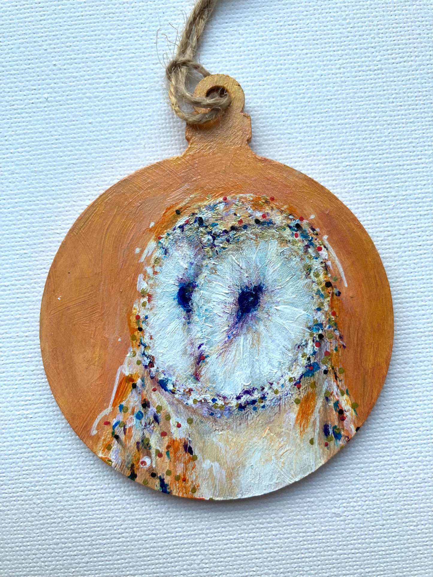 Hand painted Hanging Ornament (owl portrait )