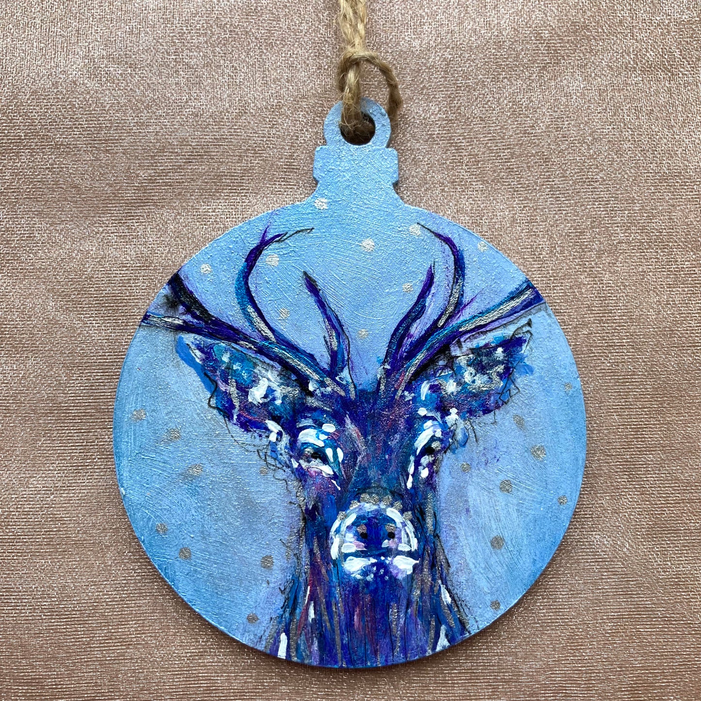 Hand painted Hanging Ornament (stag blue)