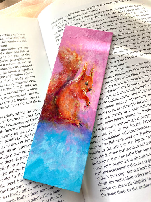 Red Squirrel Bookmark hand painted