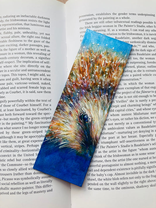 Hedgehog (blue) Bookmark- Handmade
