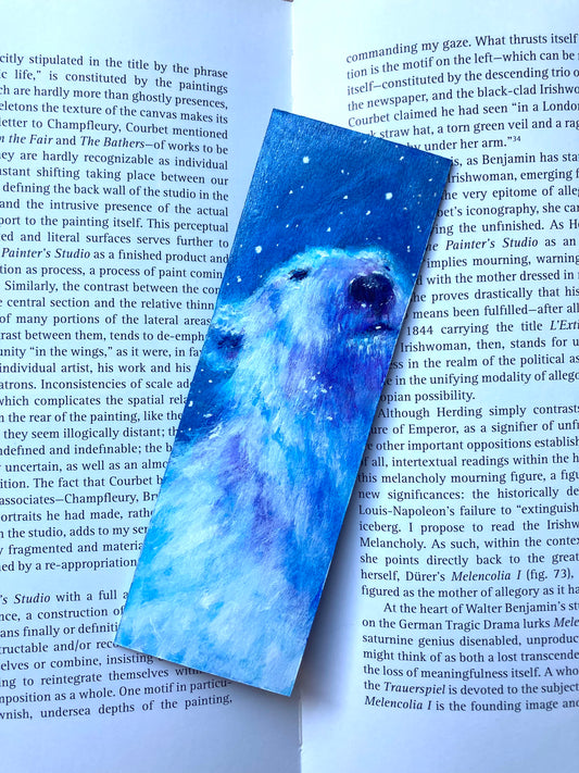 Polar Bear blue Bookmark- Handmade