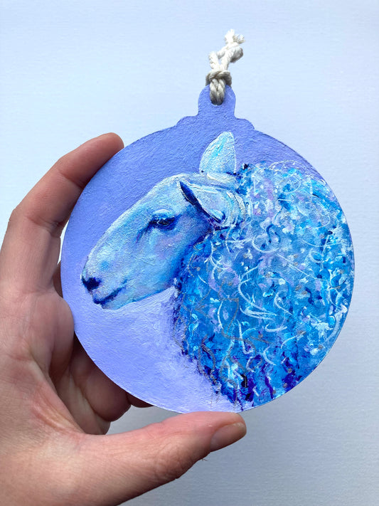 LARGE Hand painted Hanging Ornament (Sheep)