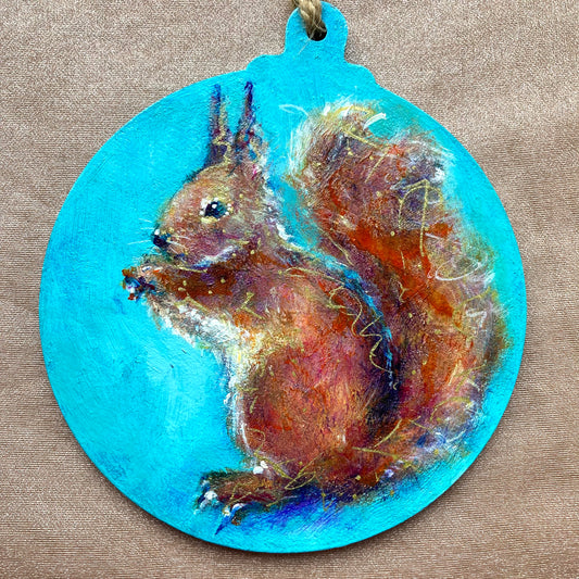LARGE hand painted hanging decoration ( Squirrel )