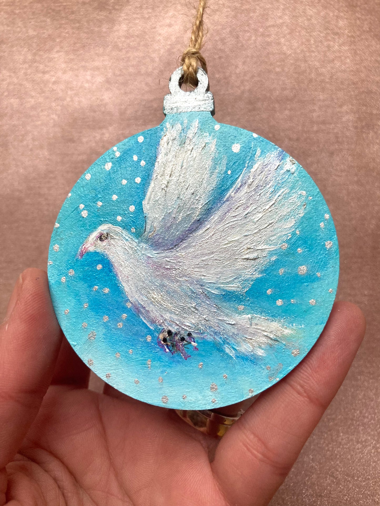 Hand painted Hanging Ornament (Dove)
