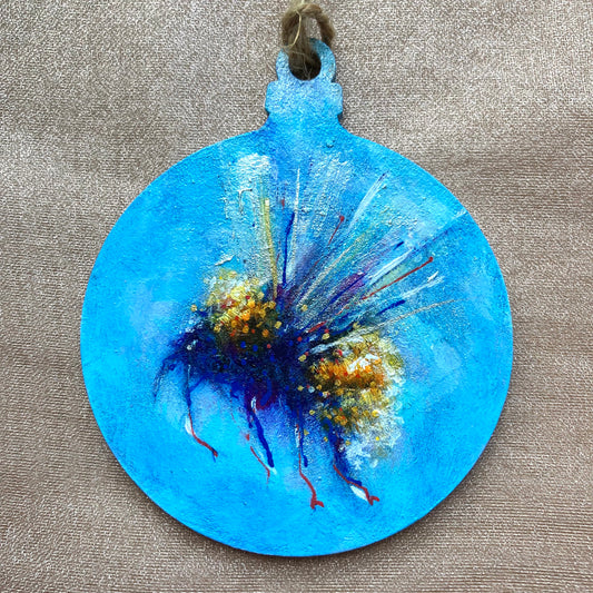 Hand painted Hanging Ornament (Bee blue)