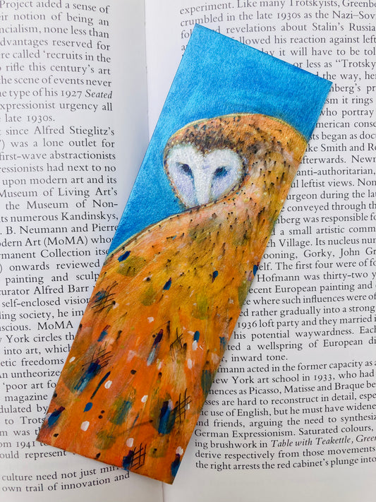 Barn OWL in flight Bookmark- Handmade