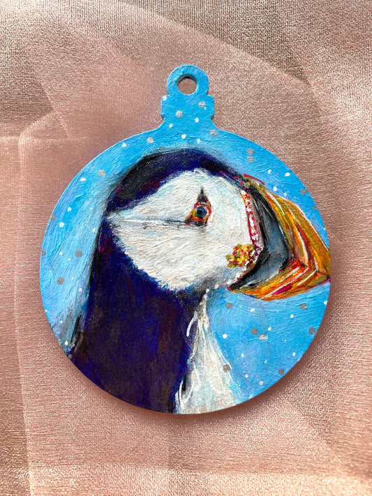 Hand painted Hanging Ornament (puffin)