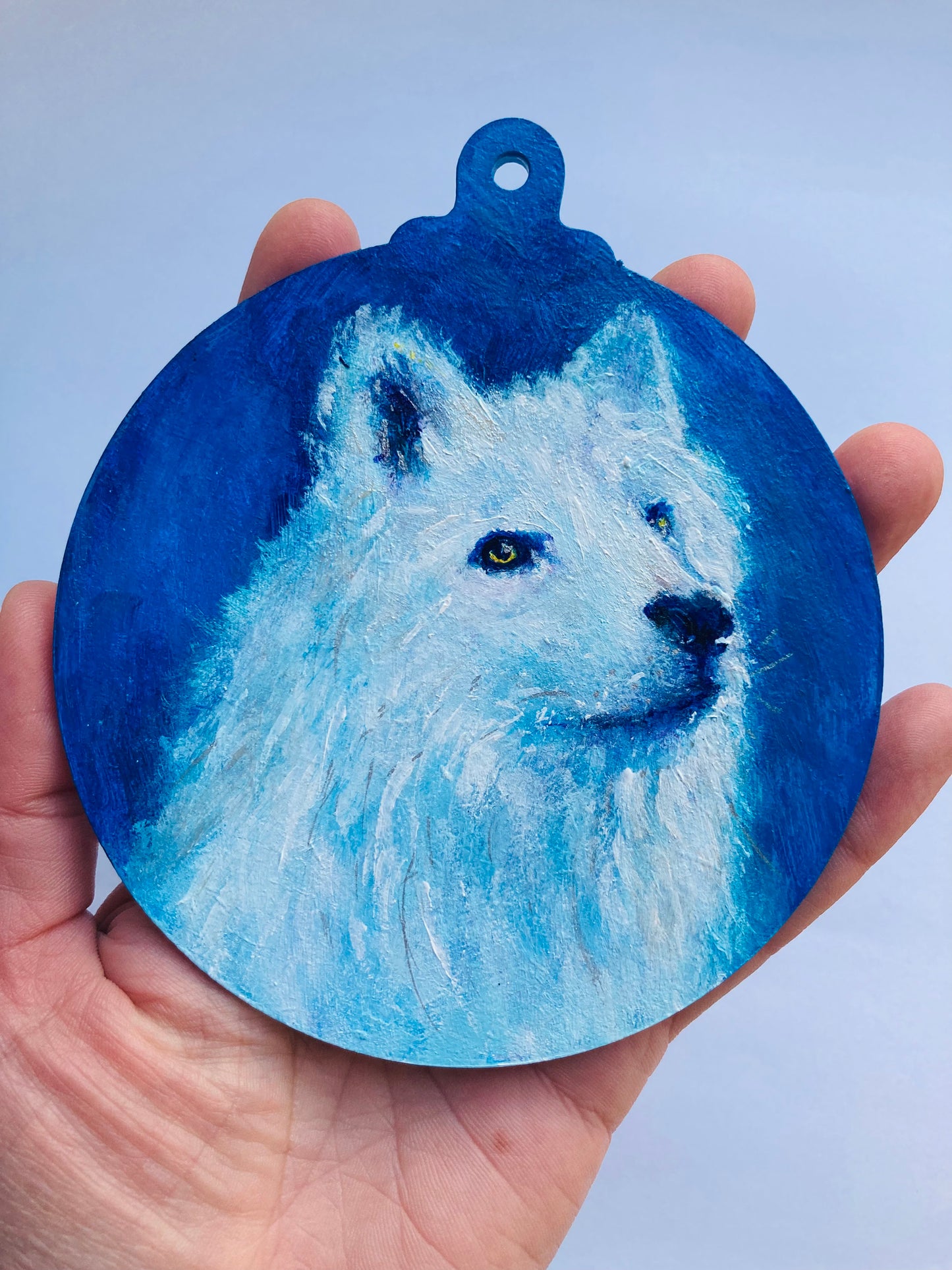 LARGE hand painted hanging decoration ( Wolf )