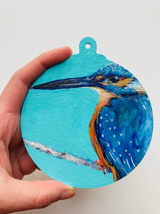 LARGE hand painted hanging decoration ( Kingfisher)