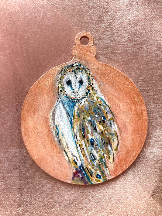 Hand painted Hanging Ornament (owl perched)
