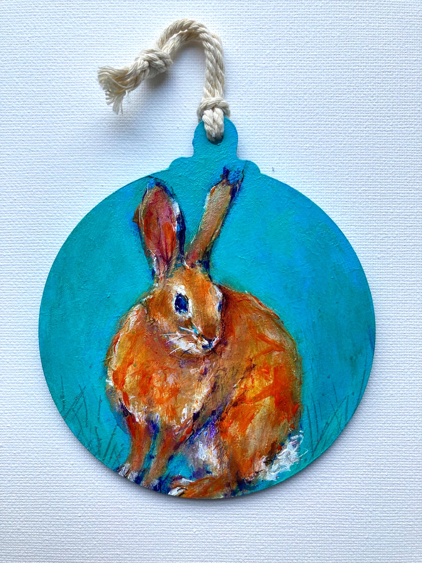 LARGE Hand painted Hanging Ornament (Rabbit)
