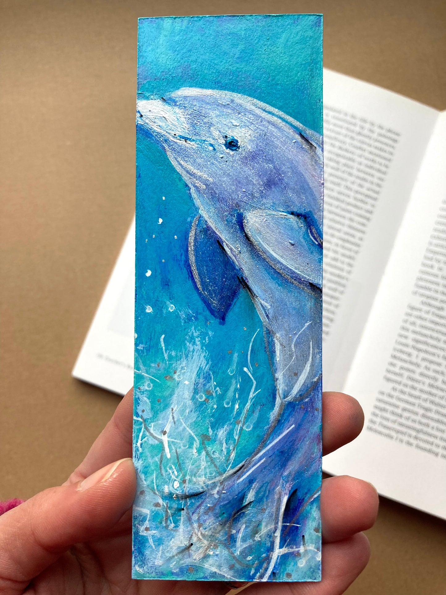 Dolphin Bookmark hand painted
