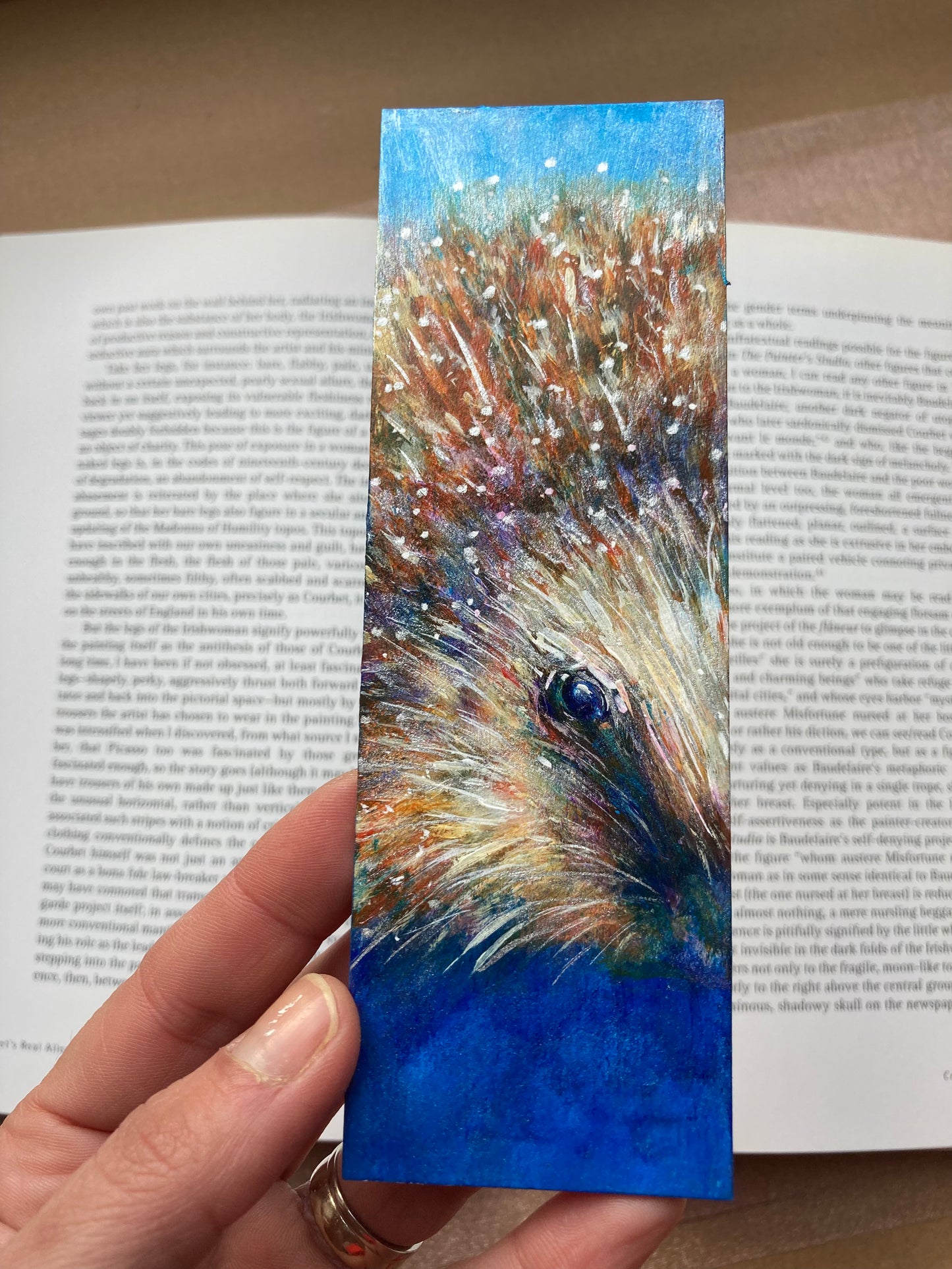 Hedgehog (blue) Bookmark- Handmade